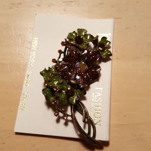 Multicolor crystal flower pin
